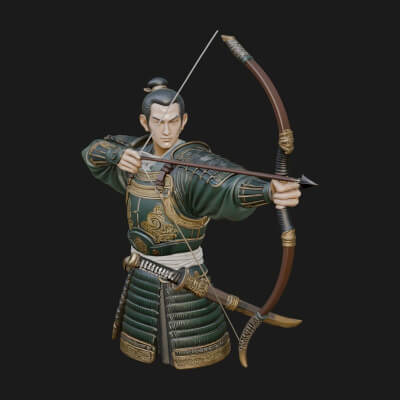 Samurai Archer Statue Design 2 3D Print Model