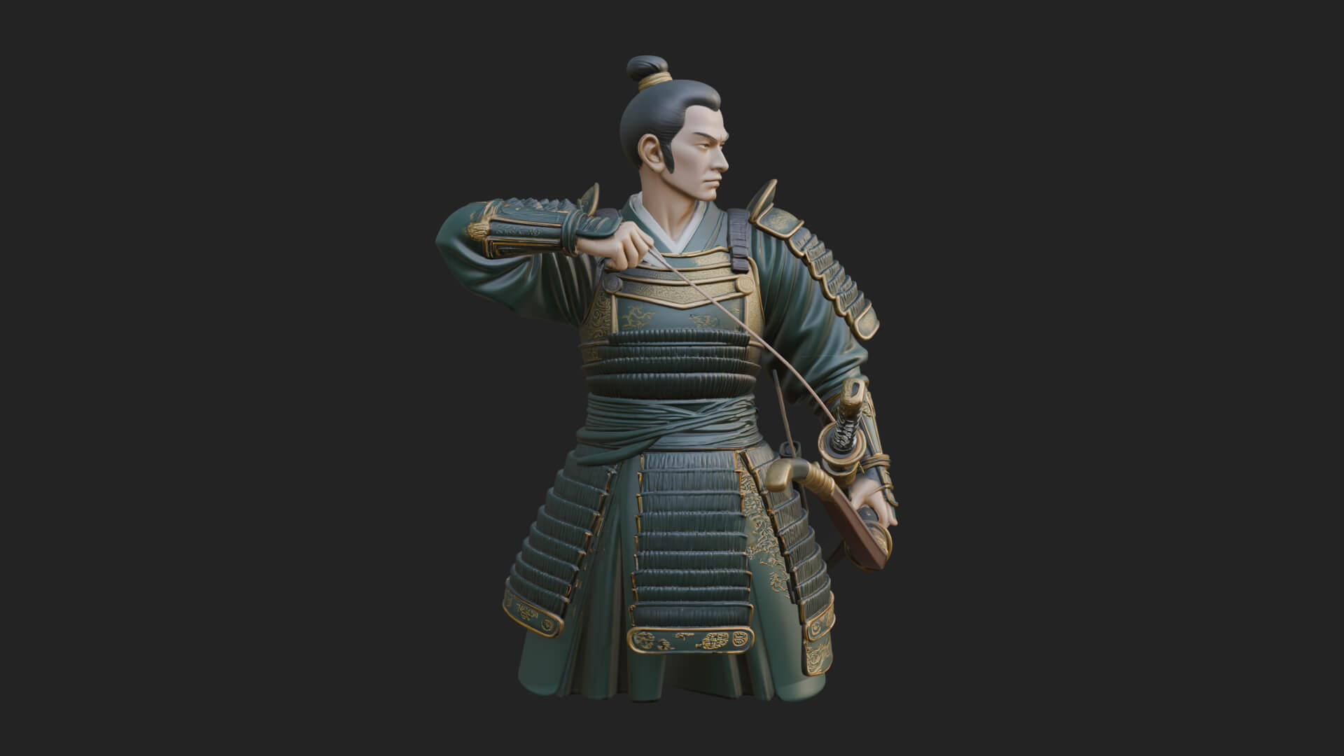 Samurai Archer Statue Design 3 3D Print Model 3D Model