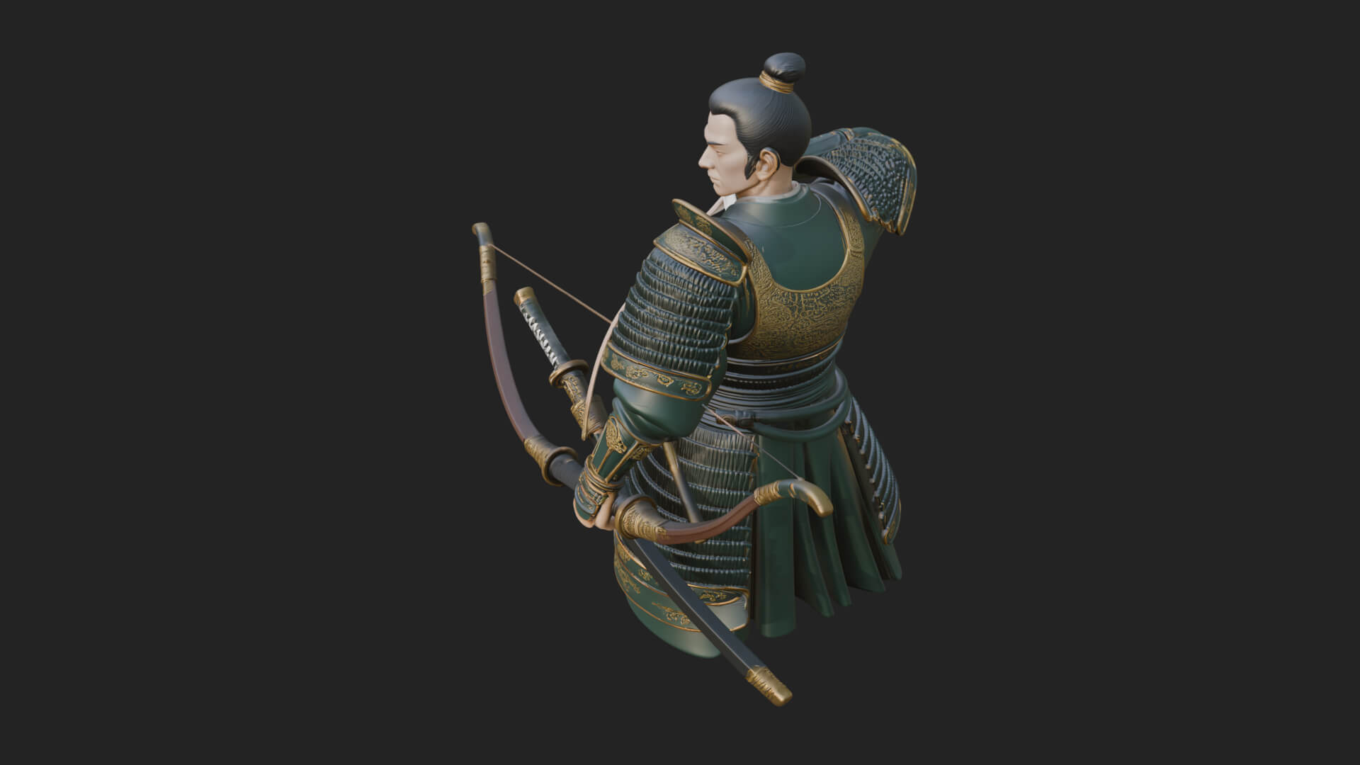 Samurai Archer Statue Design 3 3D Print Model 3D Model