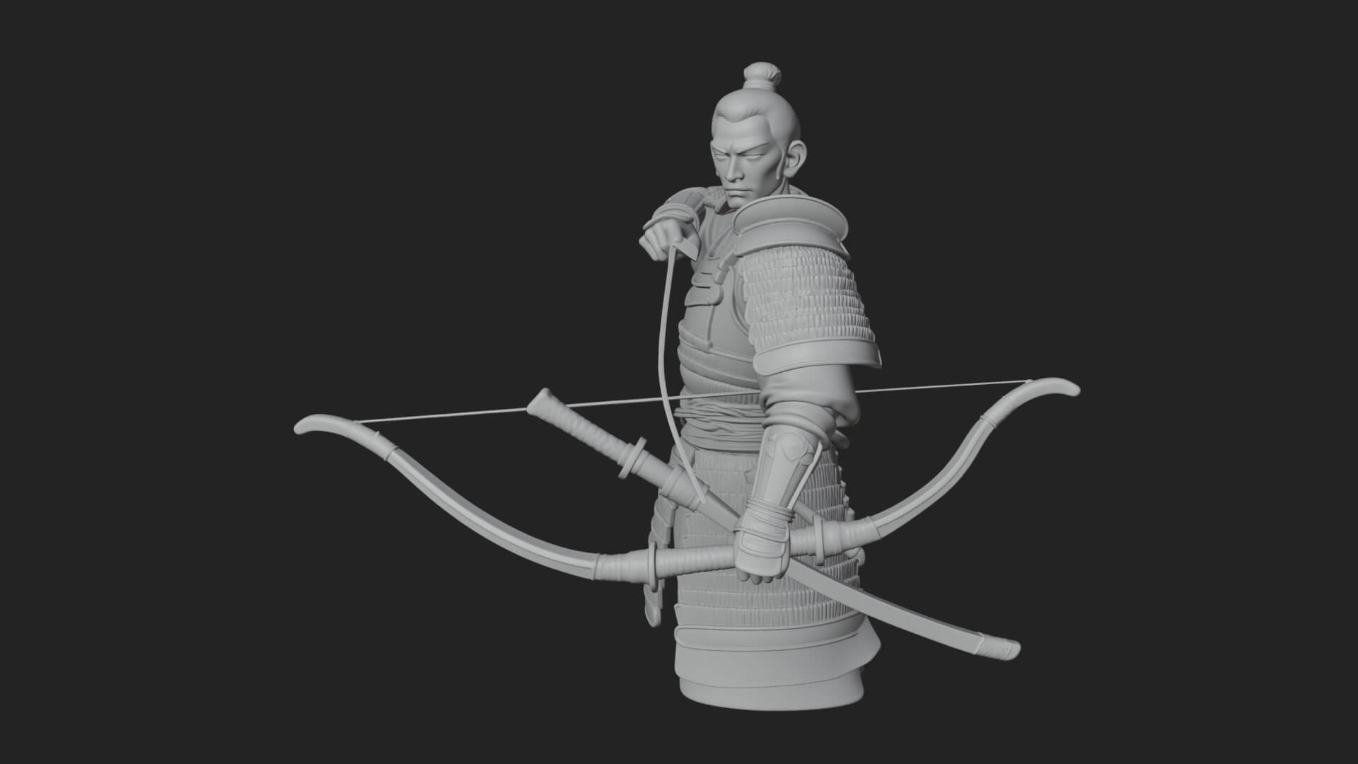 Samurai Archer Statue Design 3 3D Print Model 3D Model