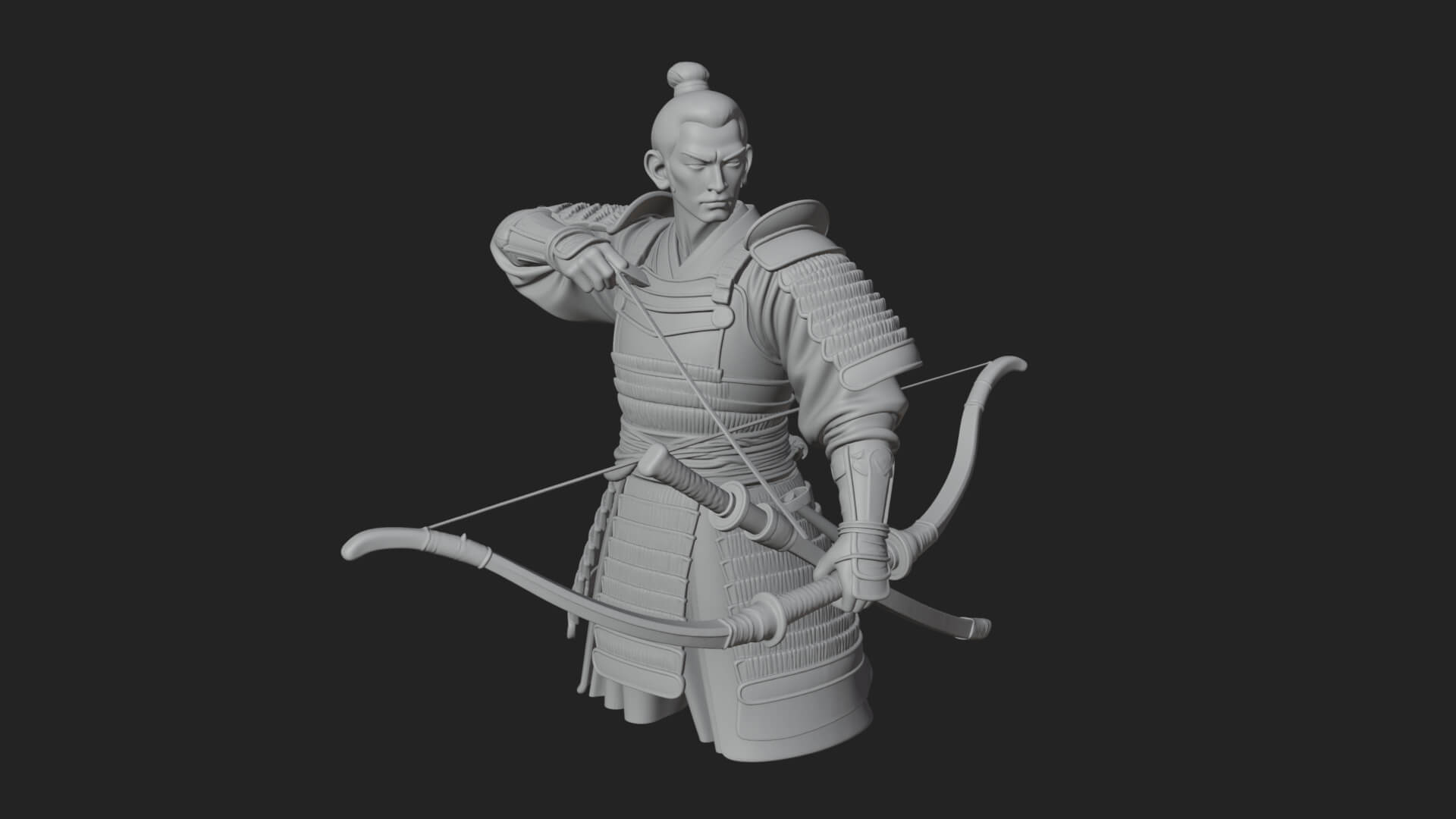 Samurai Archer Statue Design 3 3D Print Model 3D Model