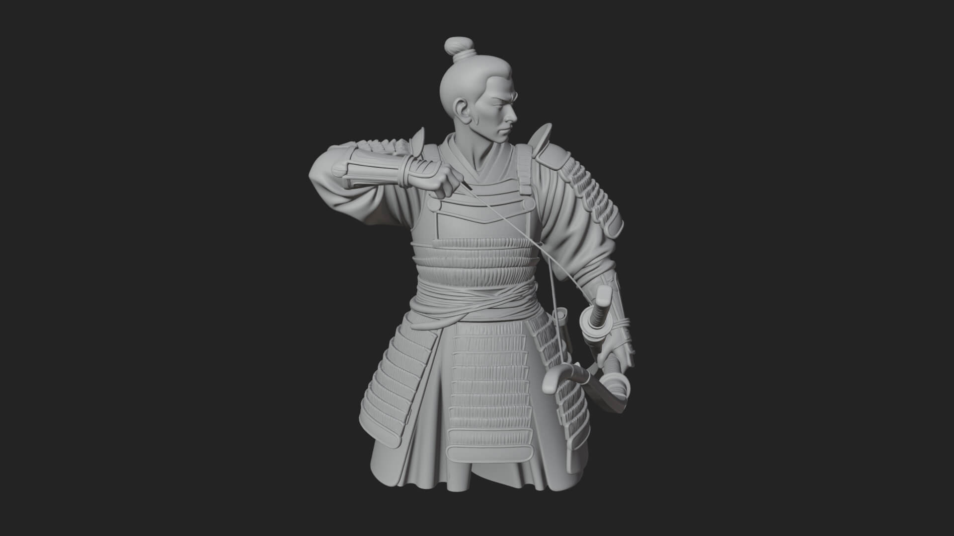 Samurai Archer Statue Design 3 3D Print Model 3D Model