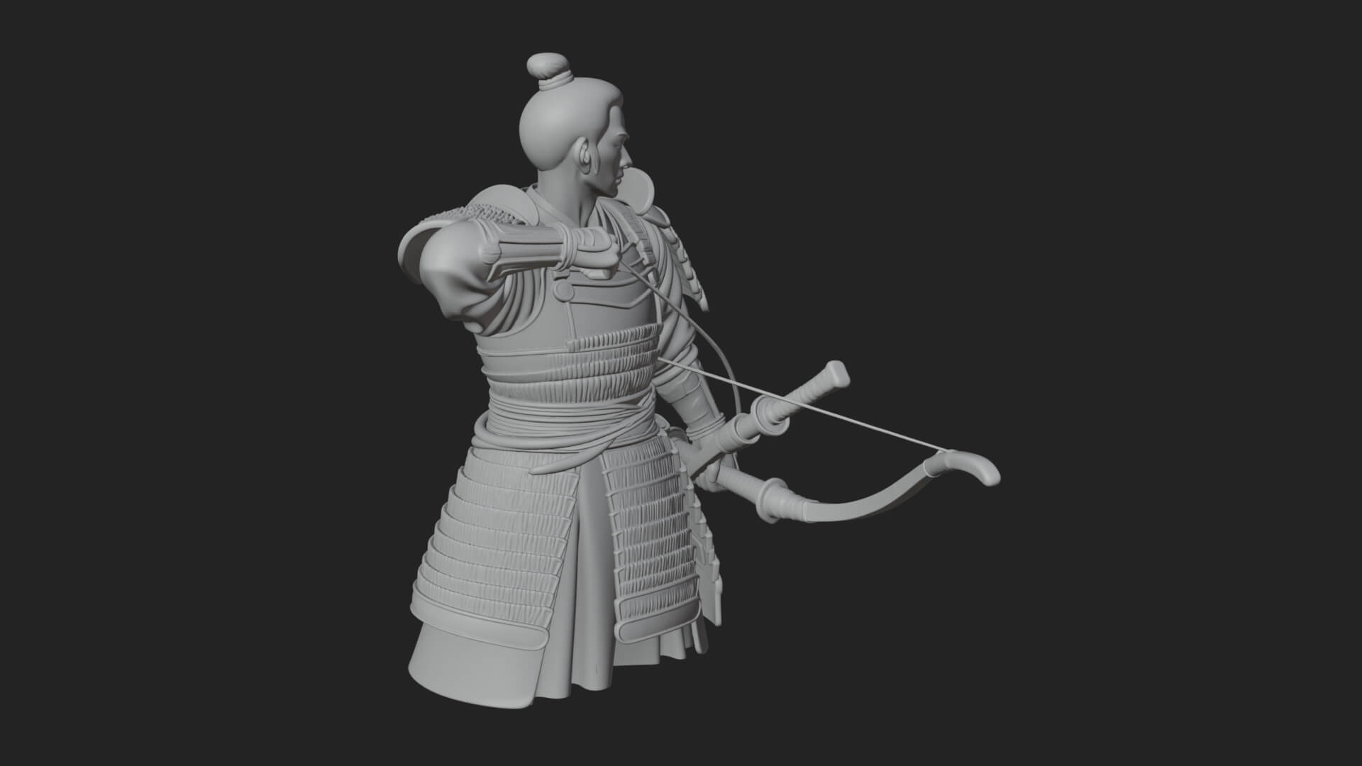 Samurai Archer Statue Design 3 3D Print Model 3D Model