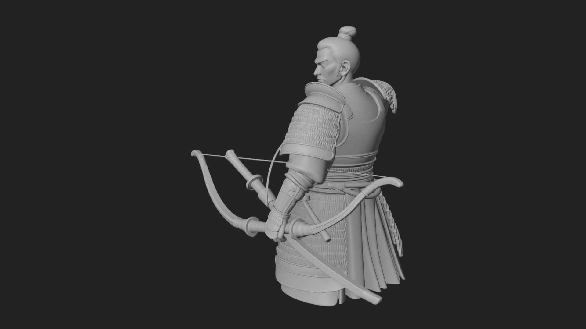 Samurai Archer Statue Design 3 3D Print Model 3D Model