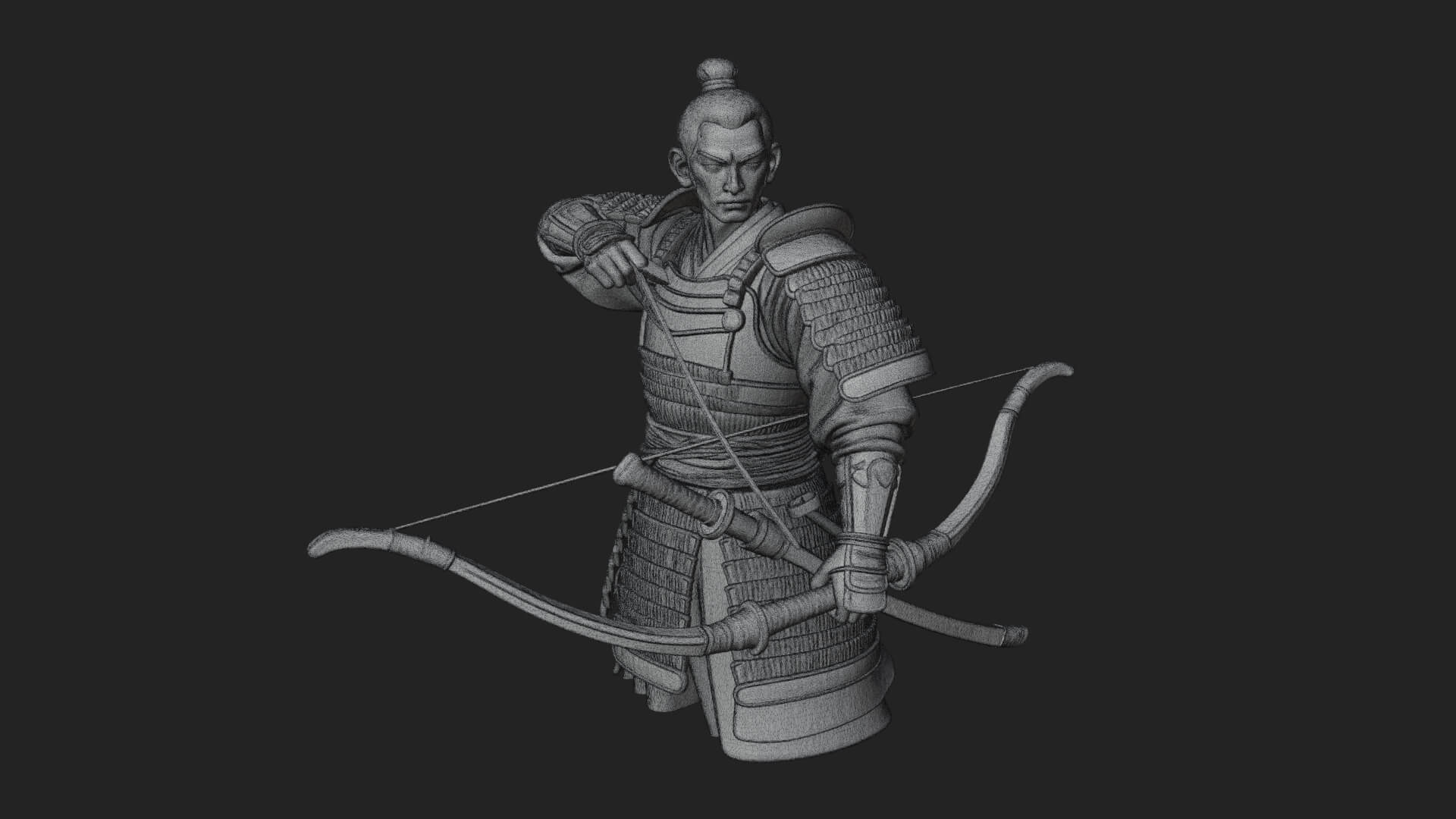 Samurai Archer Statue Design 3 3D Print Model 3D Model
