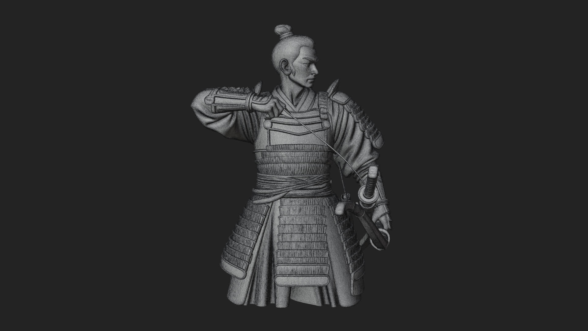 Samurai Archer Statue Design 3 3D Print Model 3D Model
