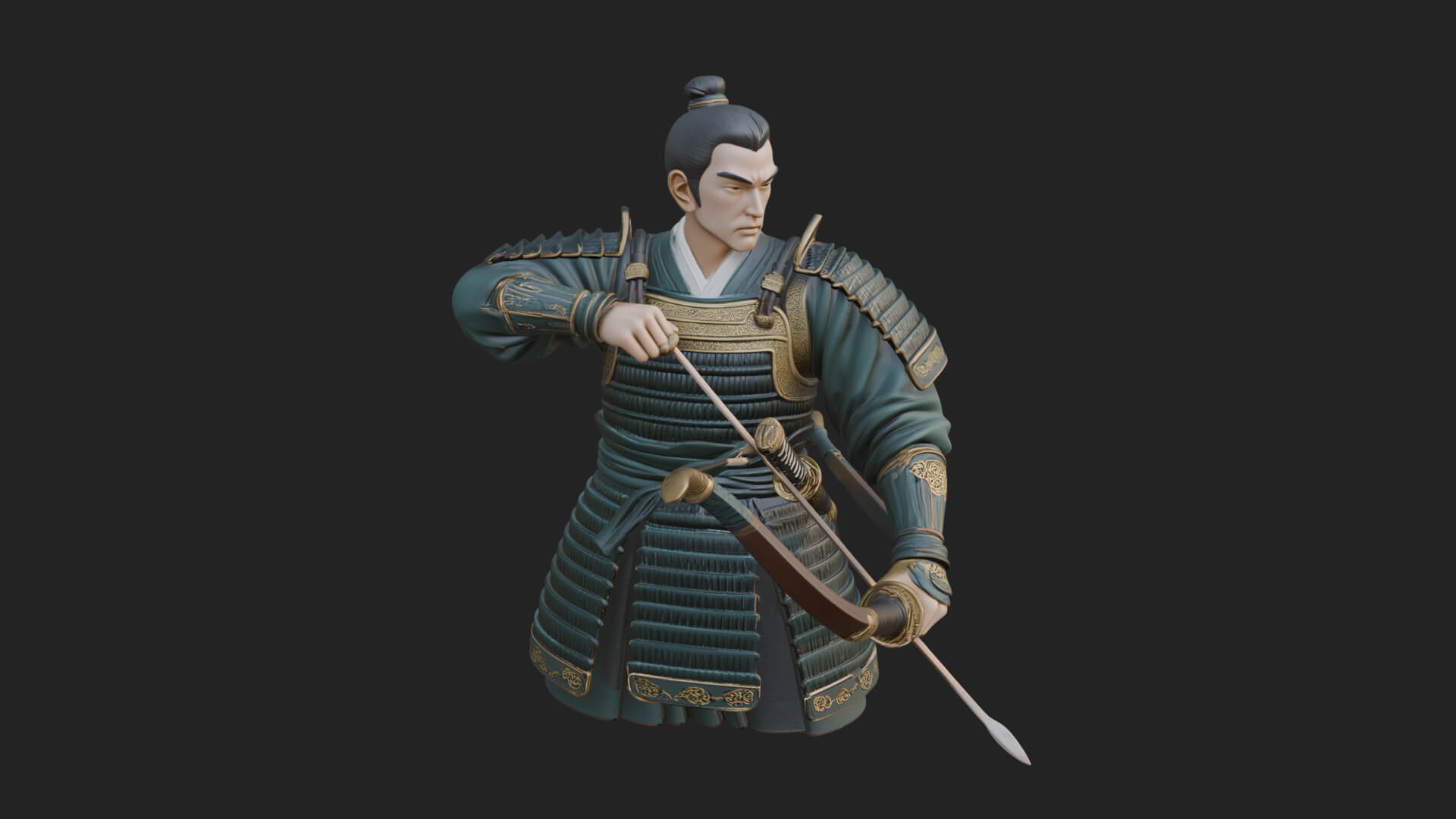 Samurai Archer Statue Design 4 3D Print Model 3D Model