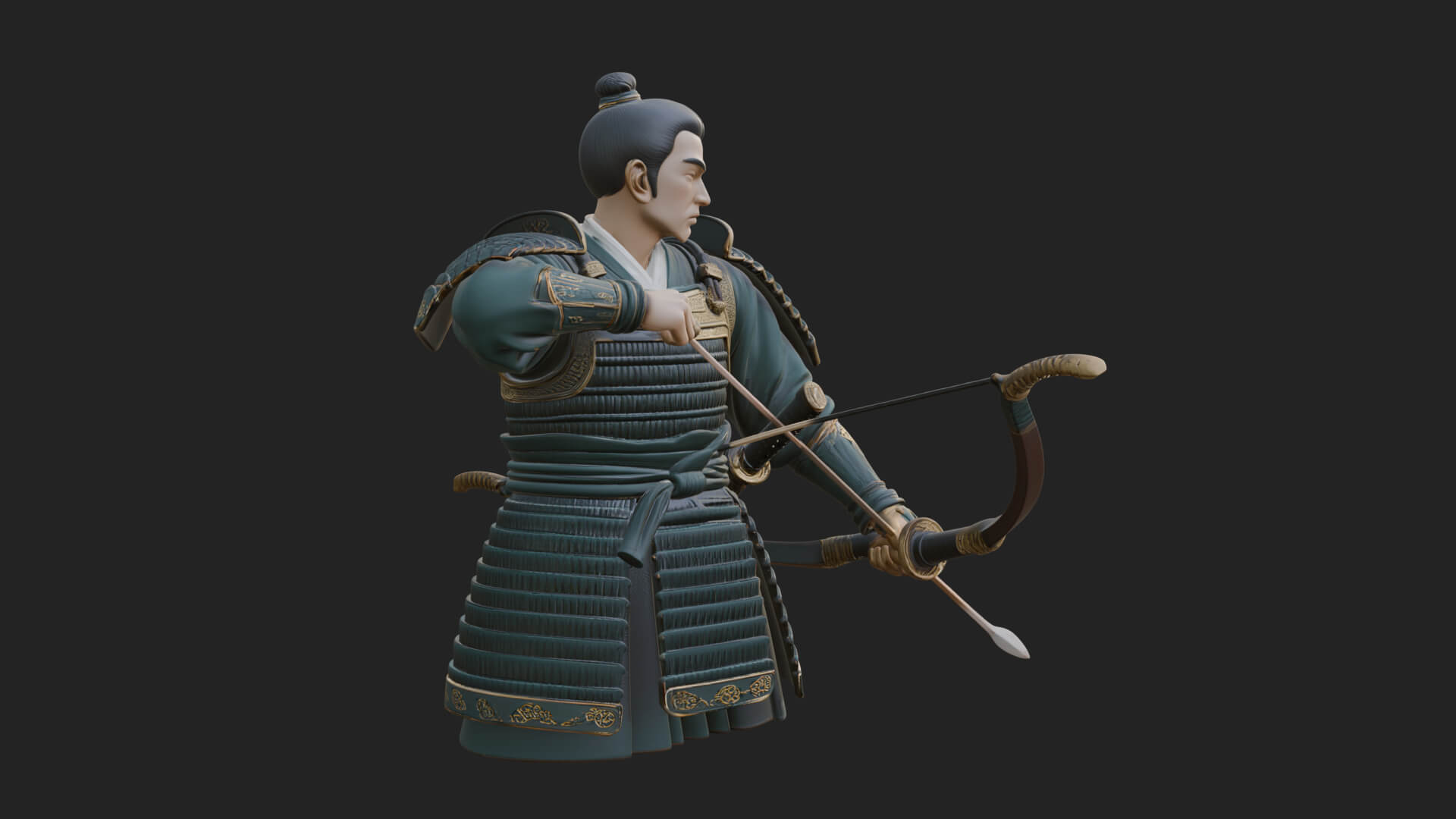 Samurai Archer Statue Design 4 3D Print Model 3D Model