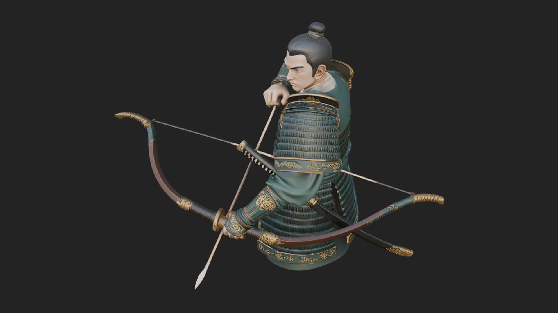 Samurai Archer Statue Design 4 3D Print Model 3D Model