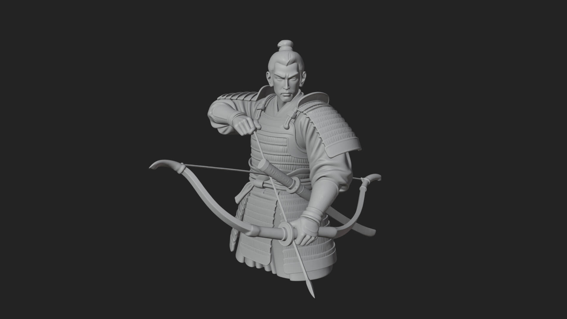 Samurai Archer Statue Design 4 3D Print Model 3D Model
