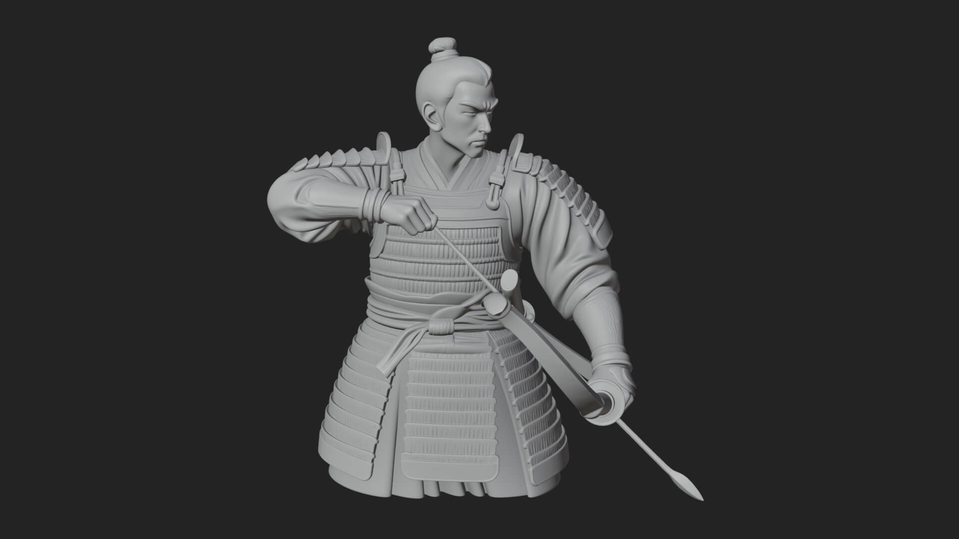 Samurai Archer Statue Design 4 3D Print Model 3D Model