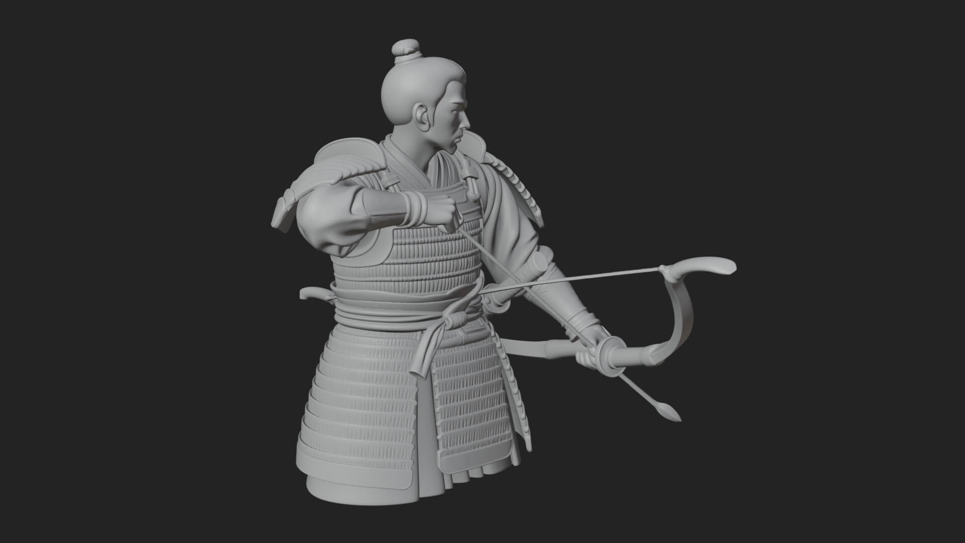 Samurai Archer Statue Design 4 3D Print Model 3D Model