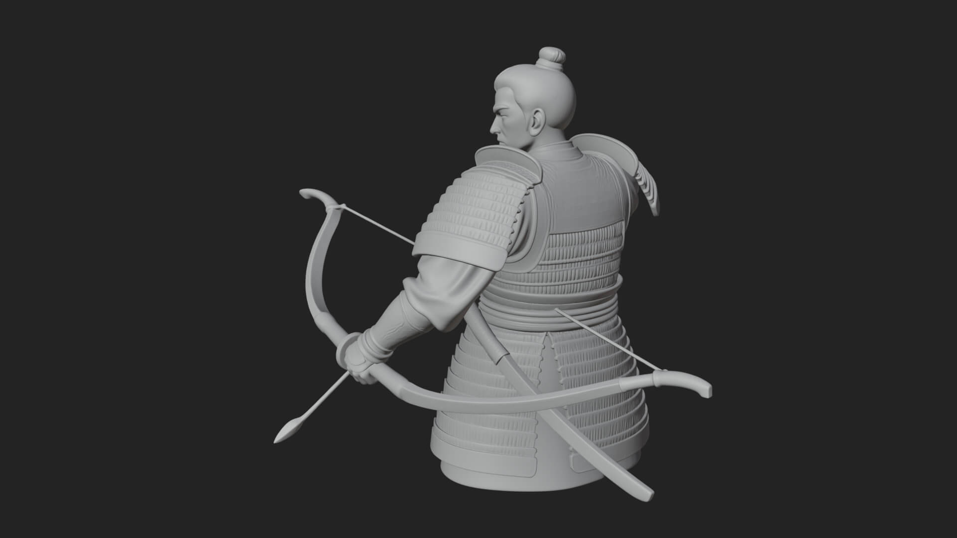 Samurai Archer Statue Design 4 3D Print Model 3D Model