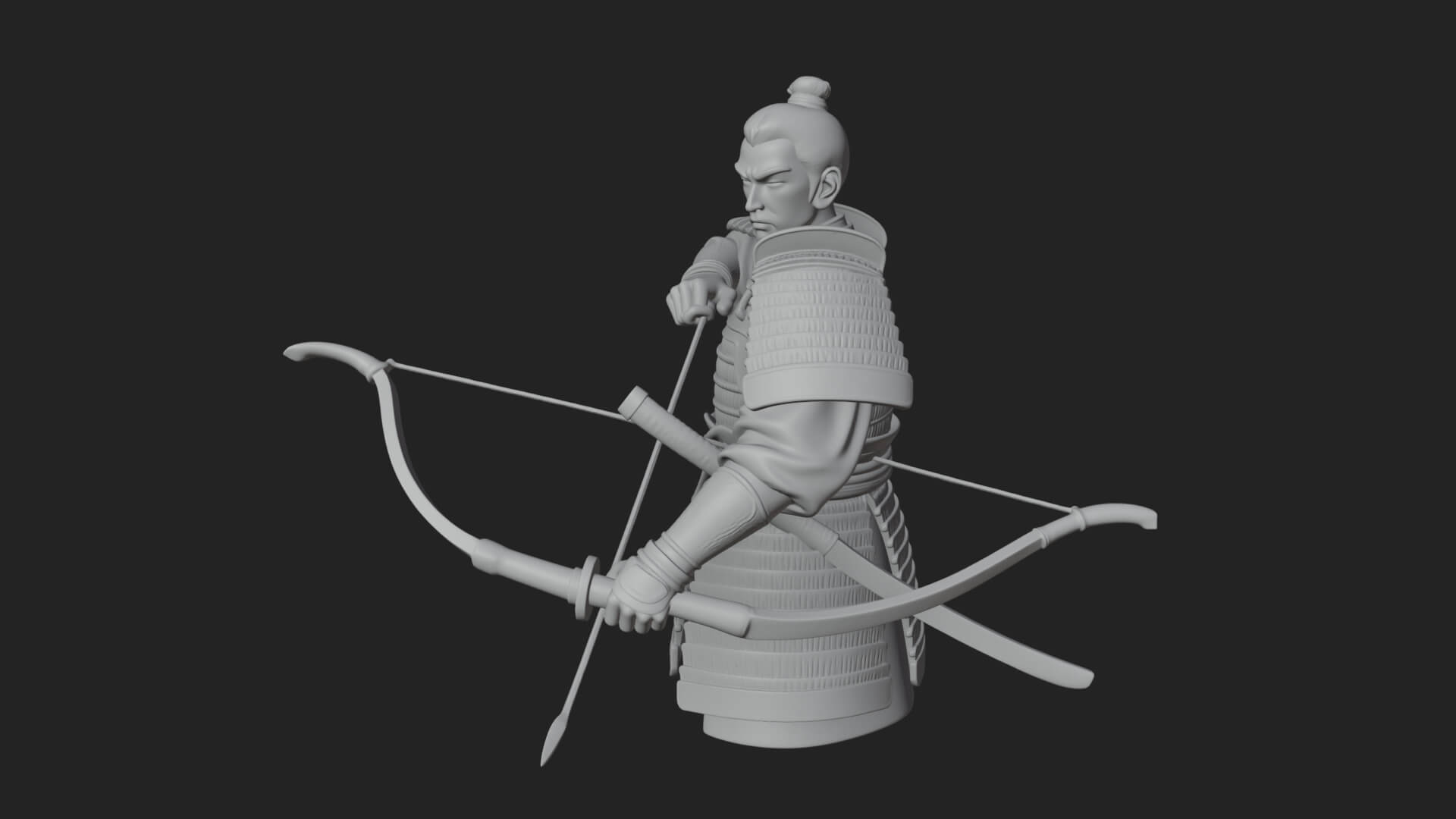 Samurai Archer Statue Design 4 3D Print Model 3D Model