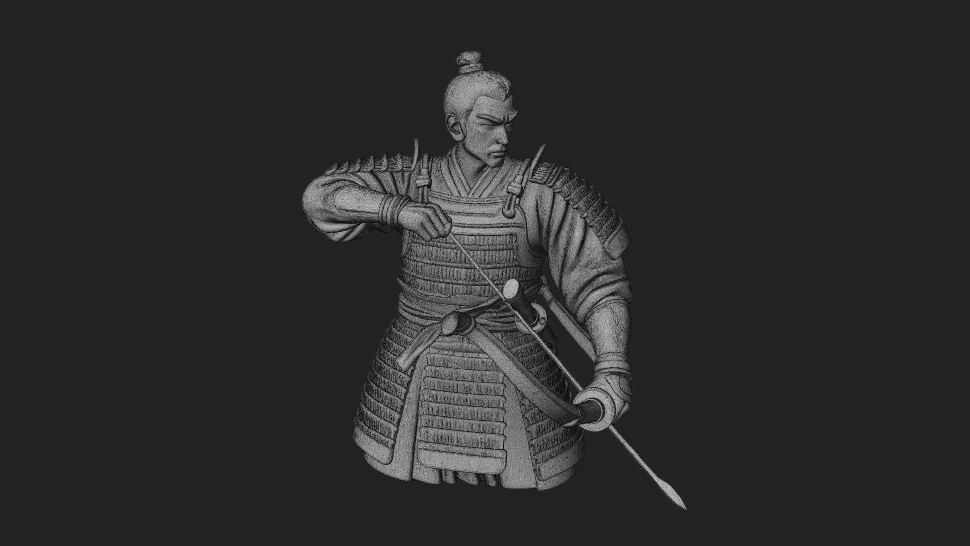 Samurai Archer Statue Design 4 3D Print Model 3D Model