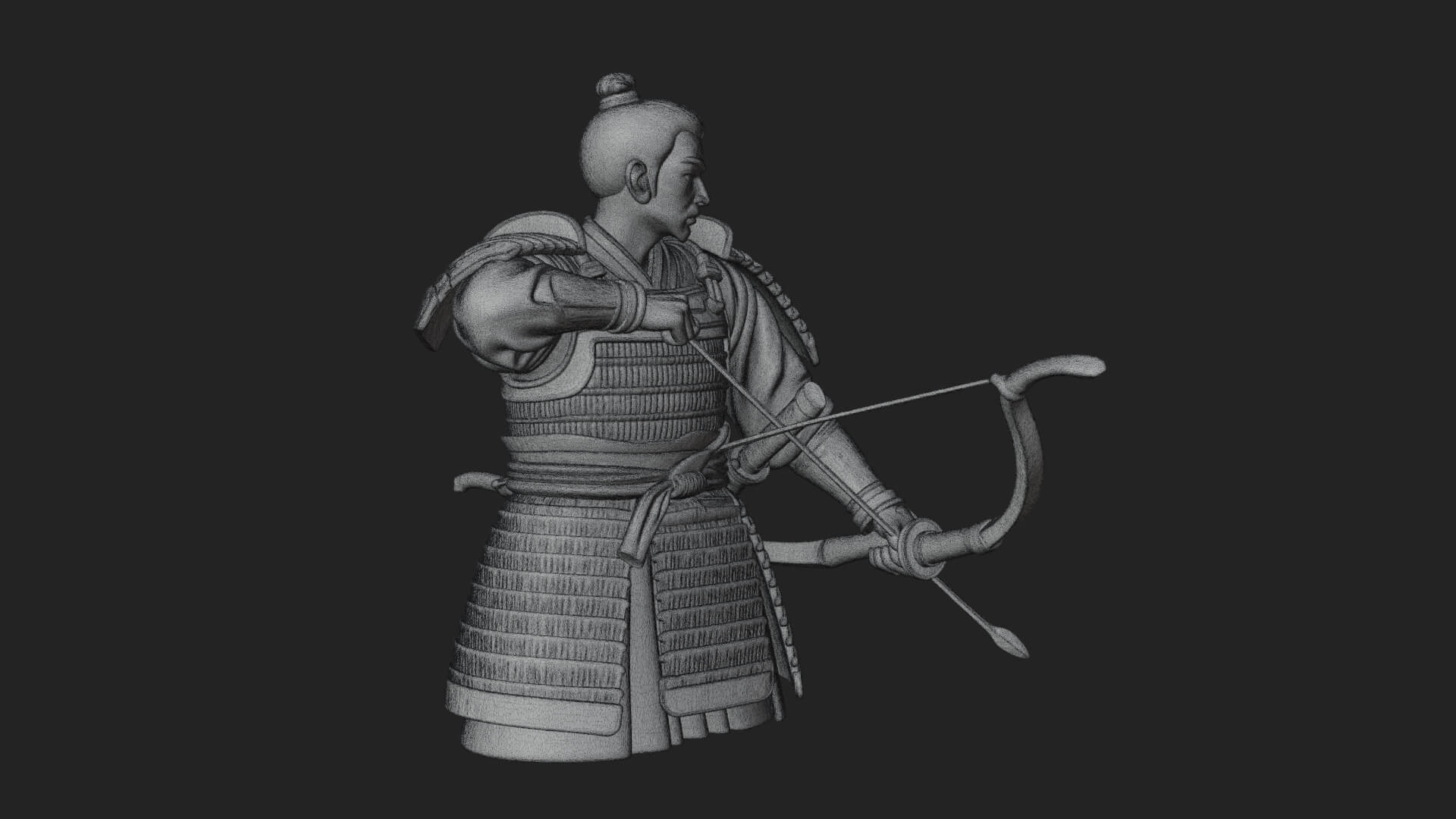 Samurai Archer Statue Design 4 3D Print Model 3D Model