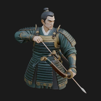Samurai Archer Statue Design 4 3D Print Model