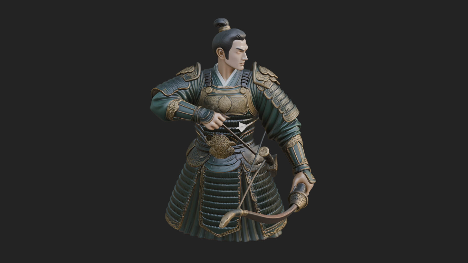 Samurai Archer Statue Design 5 3D Print Model 3D Model
