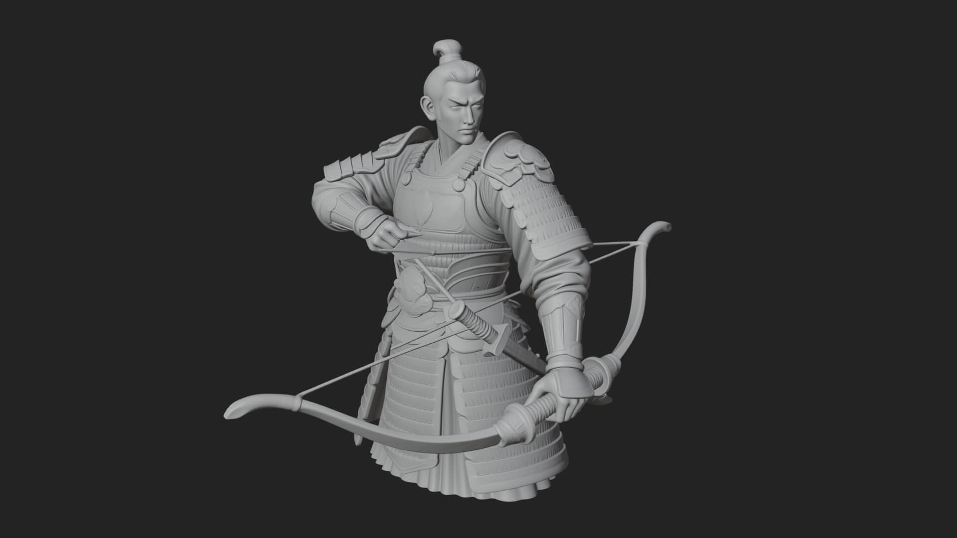 Samurai Archer Statue Design 5 3D Print Model 3D Model