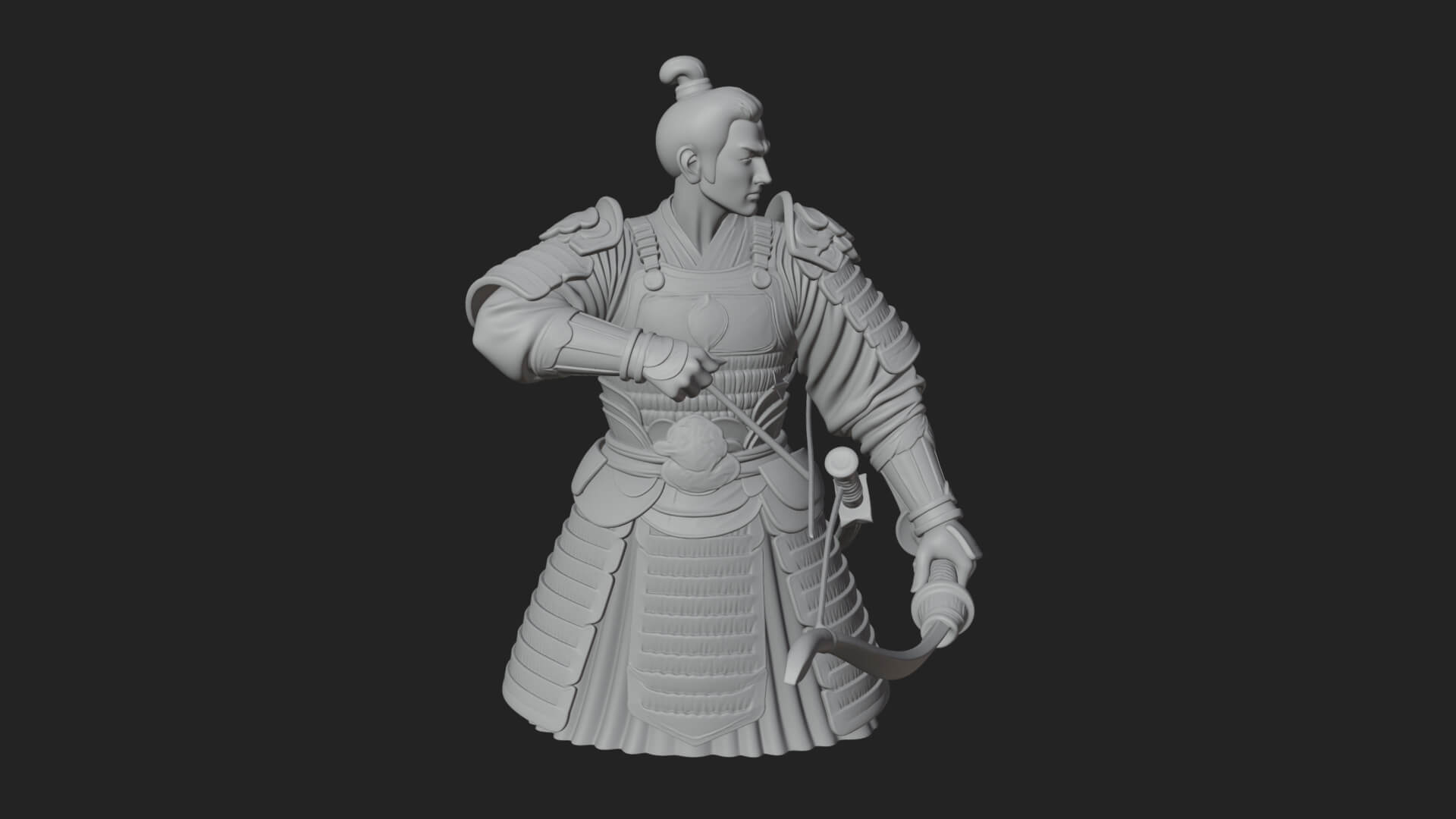 Samurai Archer Statue Design 5 3D Print Model 3D Model