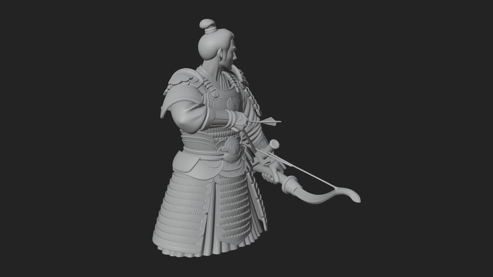 Samurai Archer Statue Design 5 3D Print Model 3D Model