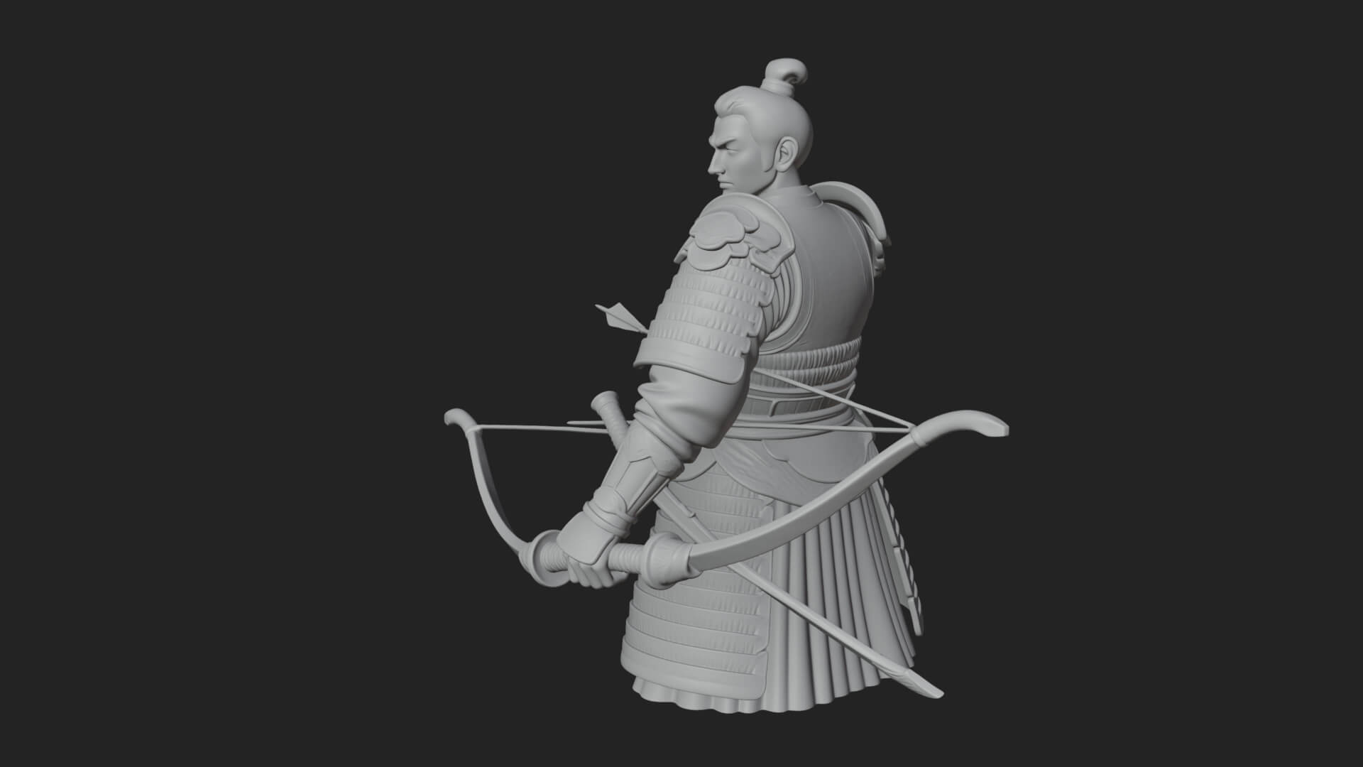 Samurai Archer Statue Design 5 3D Print Model 3D Model