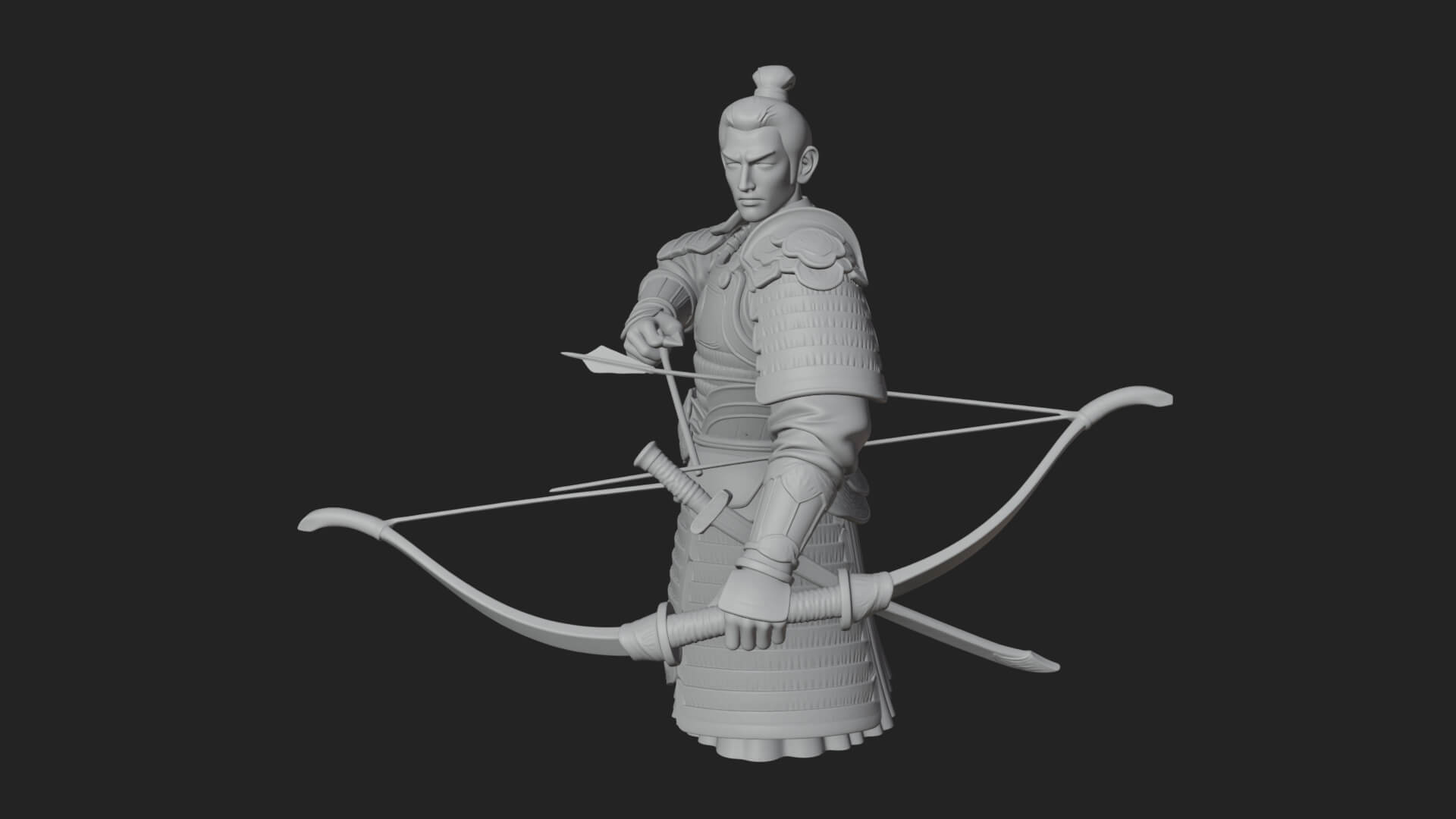 Samurai Archer Statue Design 5 3D Print Model 3D Model