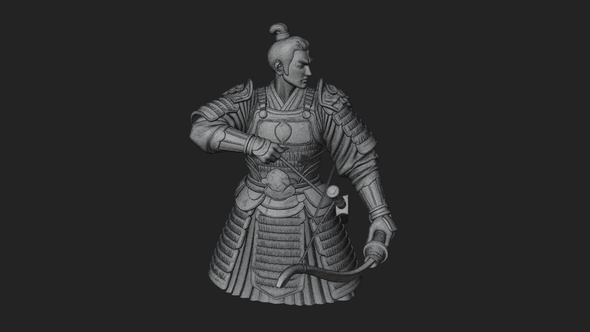 Samurai Archer Statue Design 5 3D Print Model 3D Model