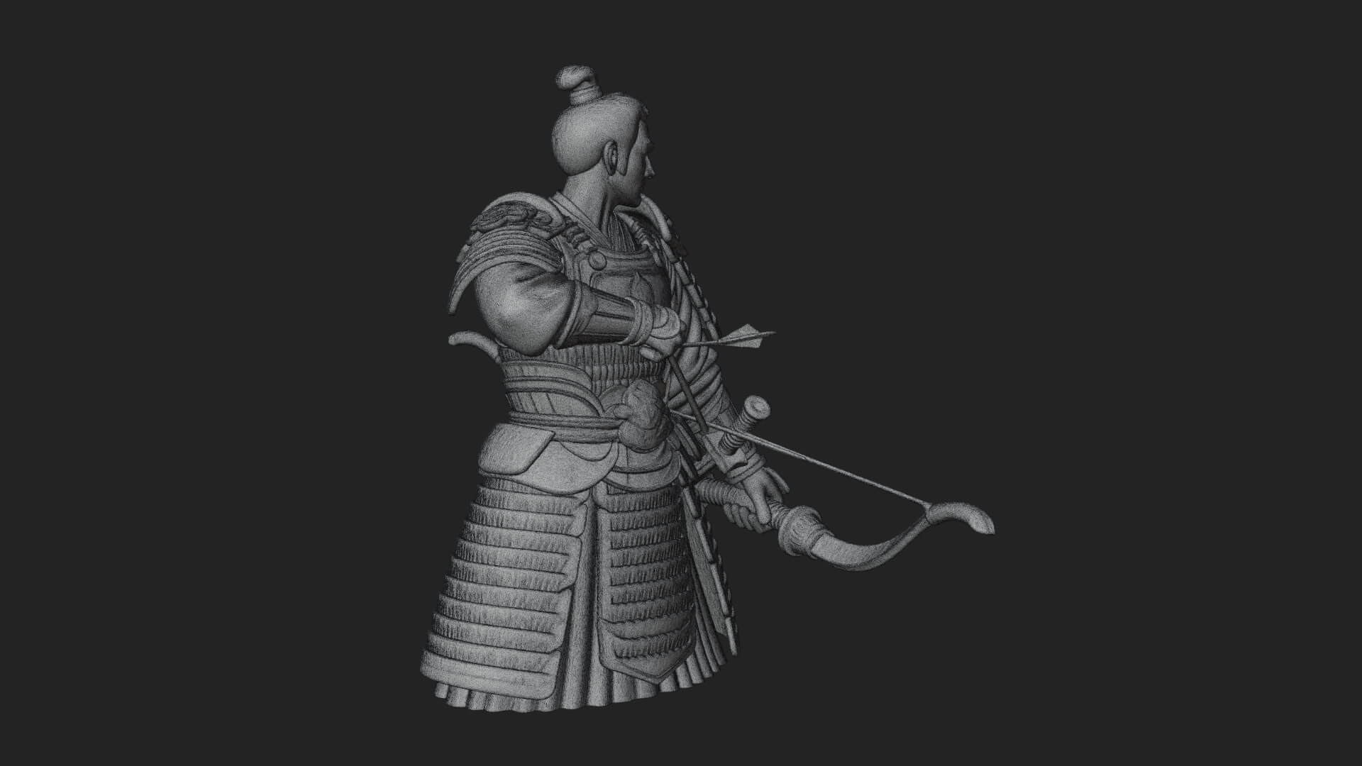Samurai Archer Statue Design 5 3D Print Model 3D Model