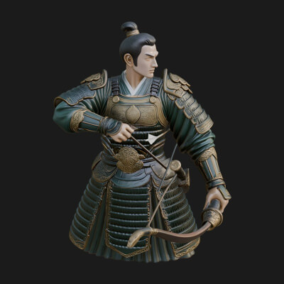 Samurai Archer Statue Design 5 3D Print Model