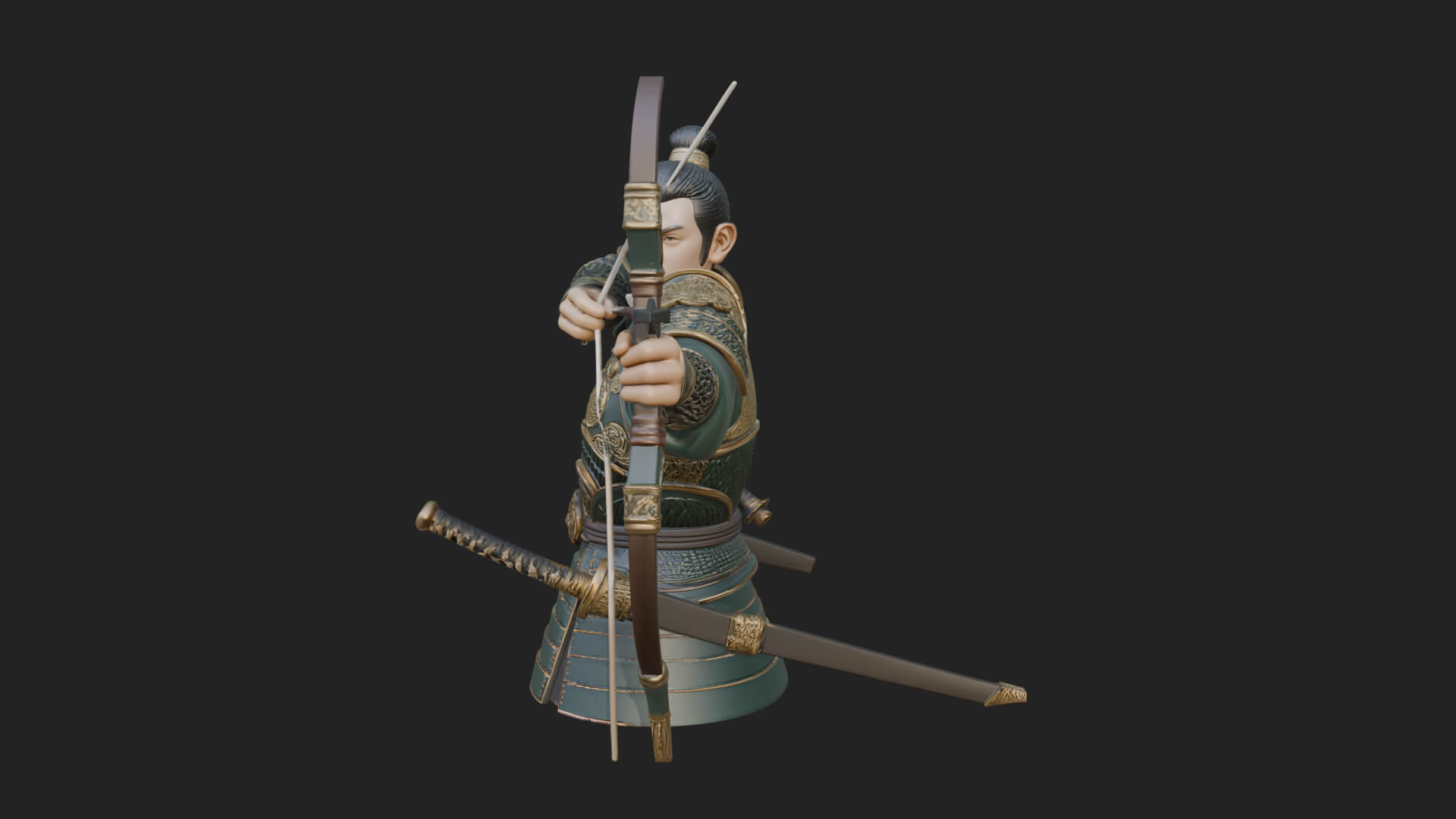 Samurai Archer Statue Design 6 3D Print Model 3D Model