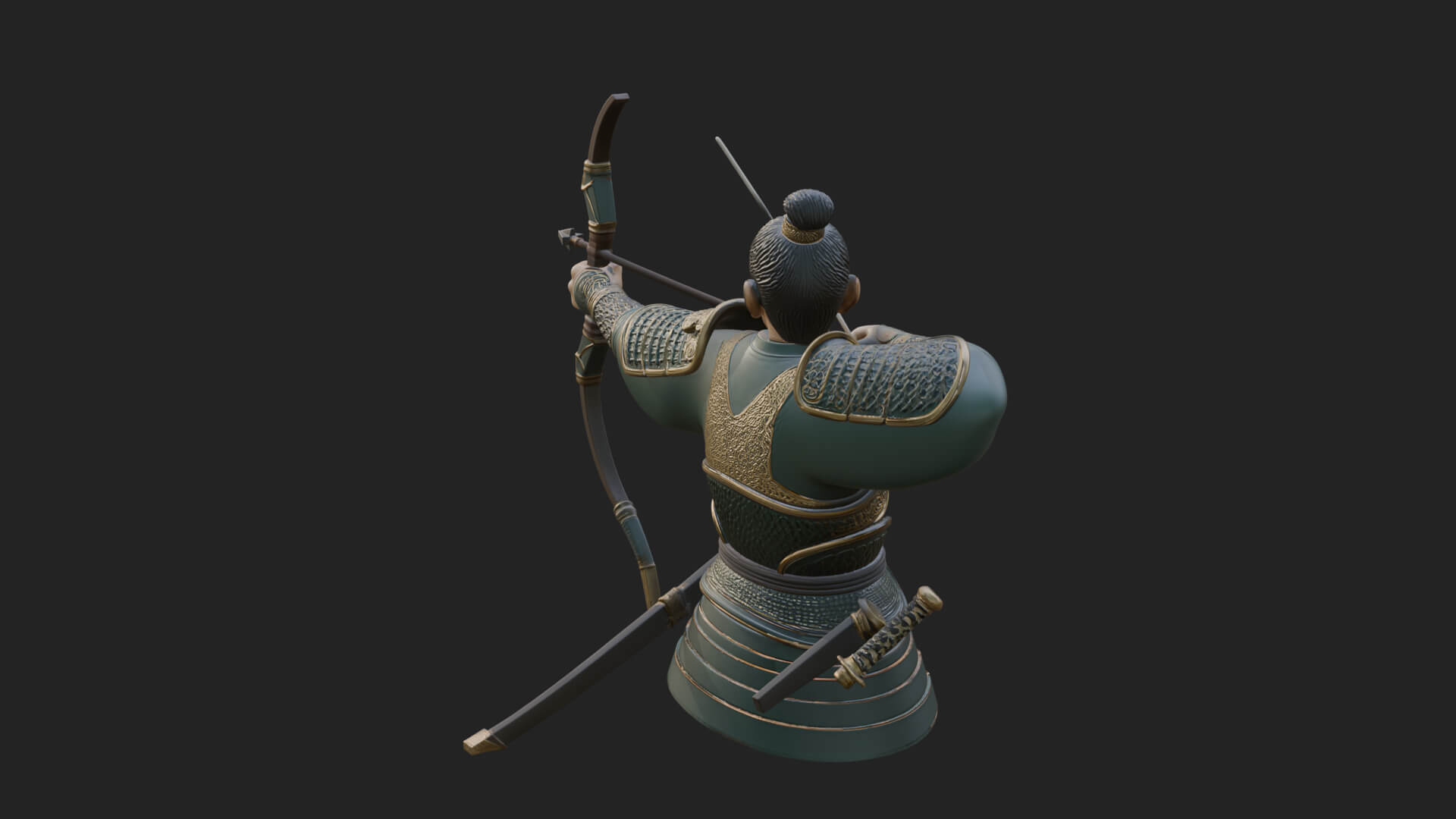 Samurai Archer Statue Design 6 3D Print Model 3D Model