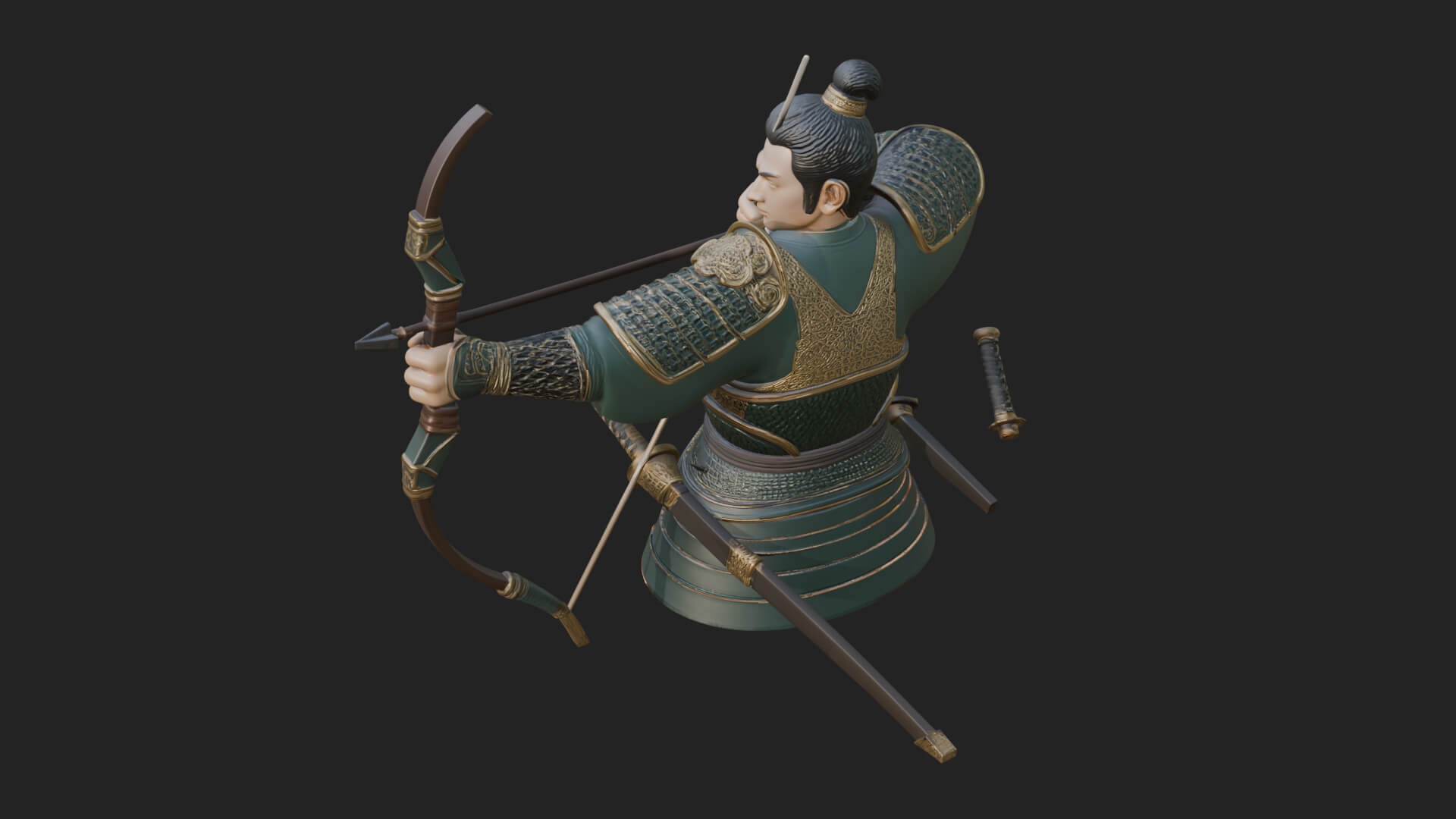 Samurai Archer Statue Design 6 3D Print Model 3D Model