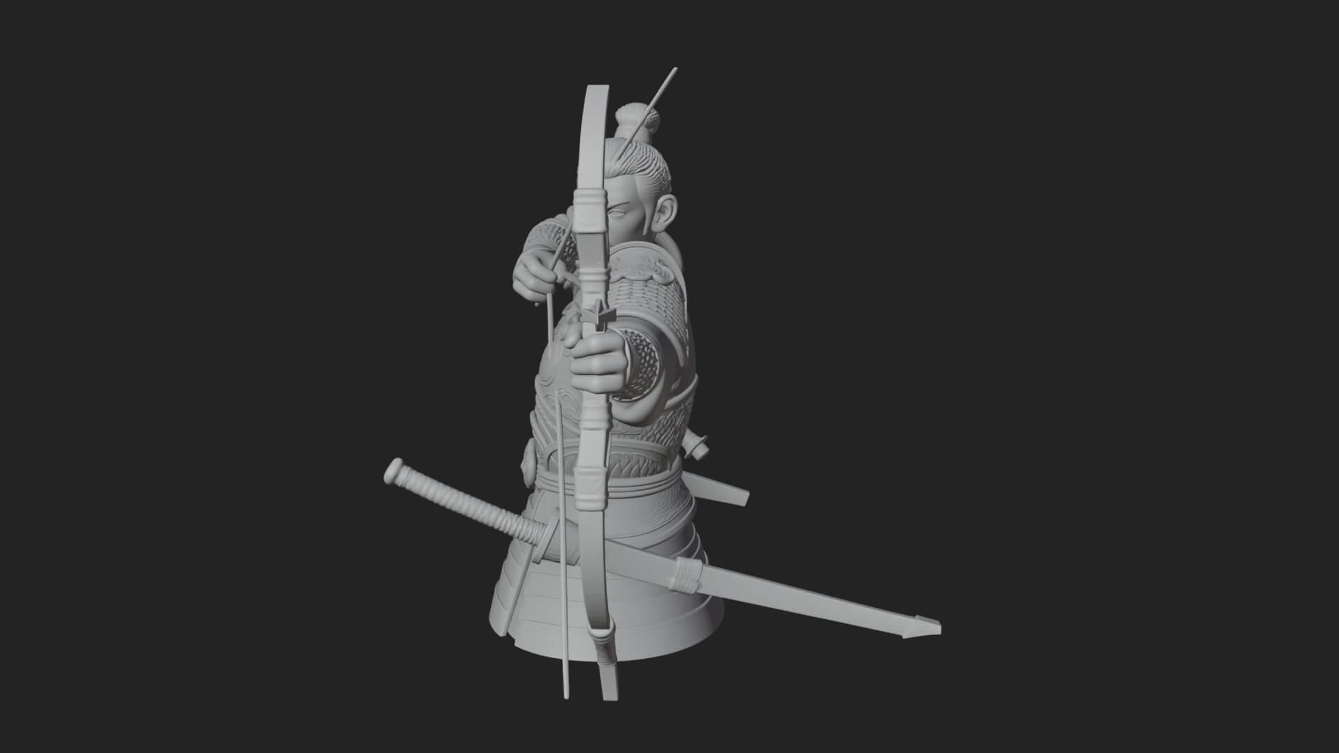 Samurai Archer Statue Design 6 3D Print Model 3D Model