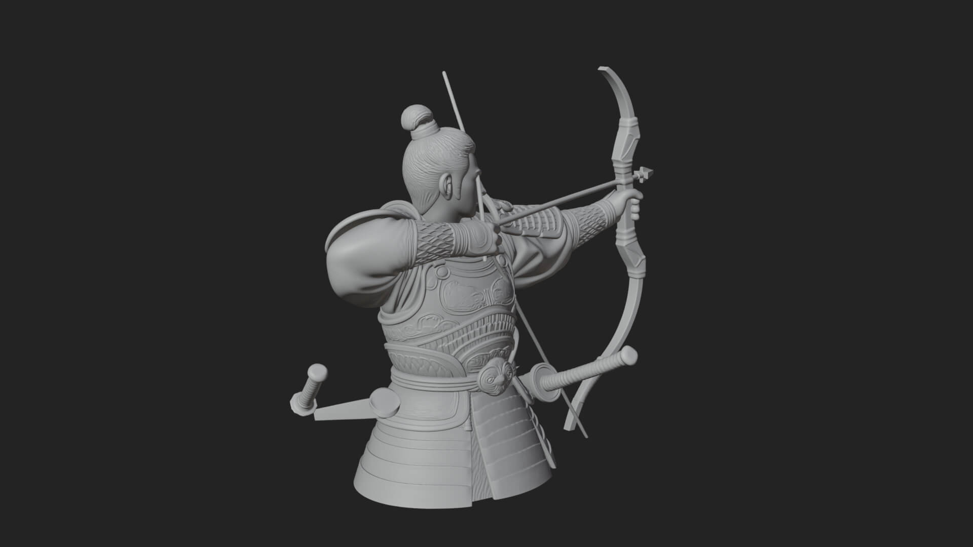 Samurai Archer Statue Design 6 3D Print Model 3D Model