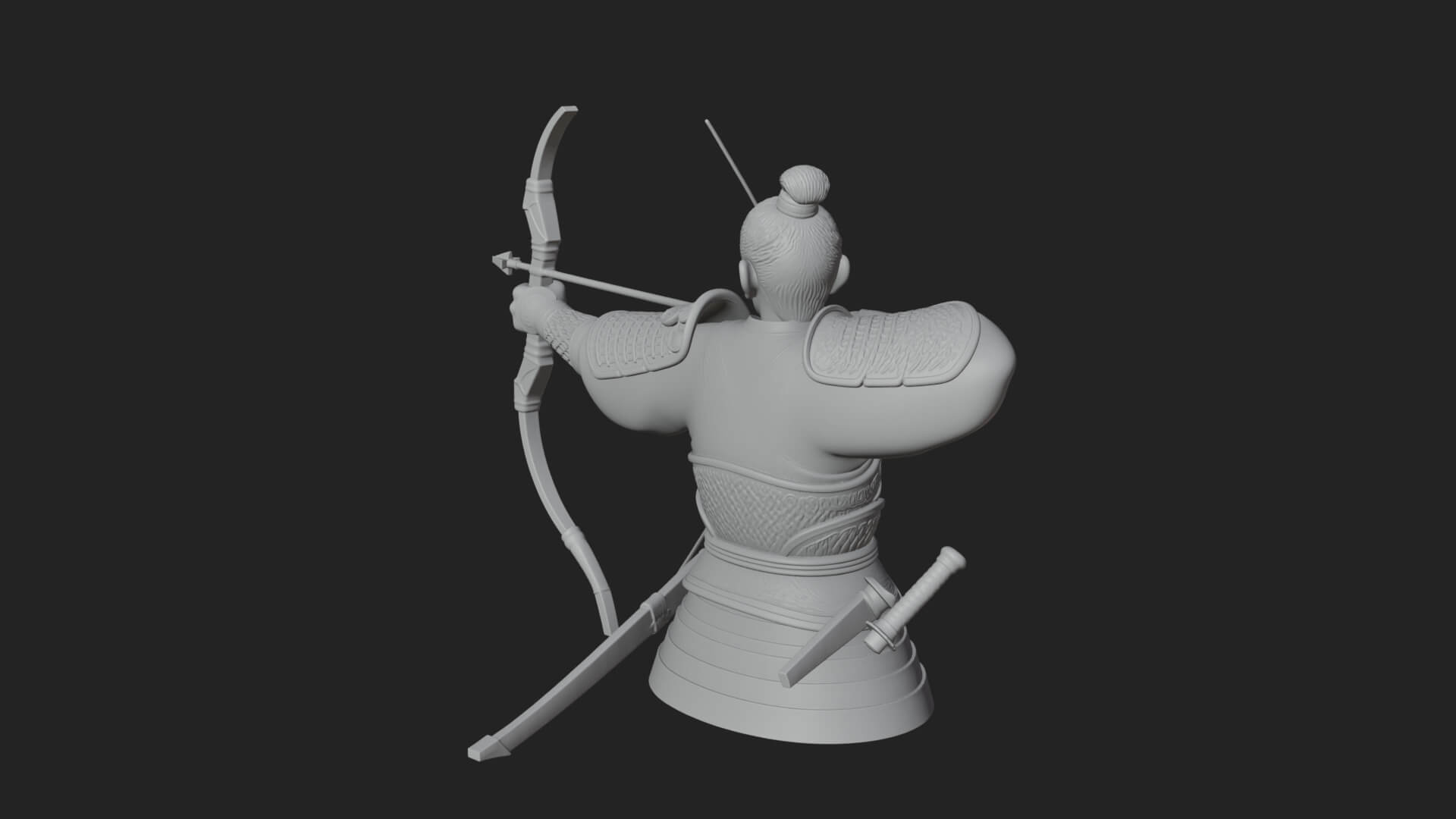 Samurai Archer Statue Design 6 3D Print Model 3D Model