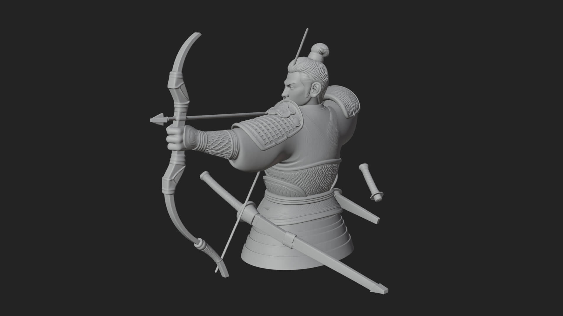 Samurai Archer Statue Design 6 3D Print Model 3D Model