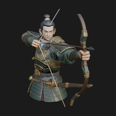 Samurai Archer Statue Design 6 3D Print Model