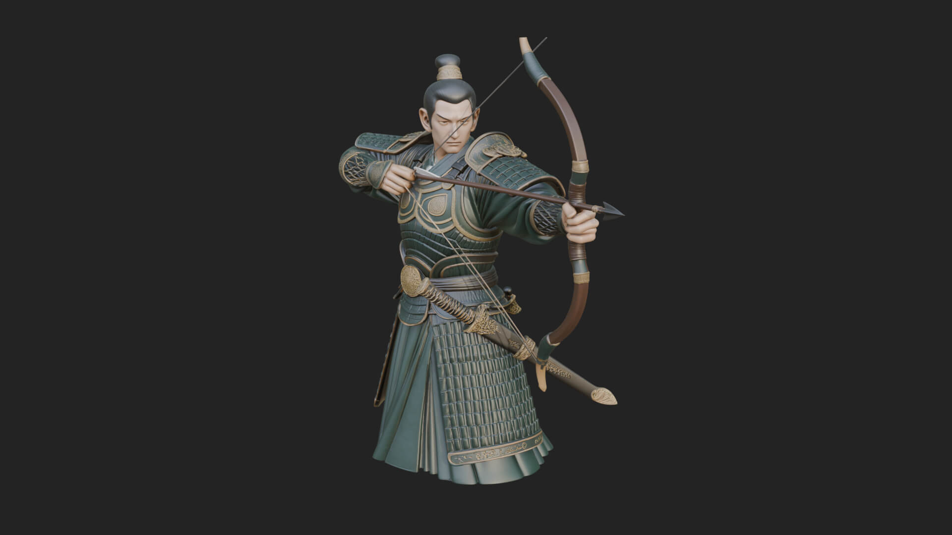 Samurai Archer Statue Design 7 3D Print Model 3D Model