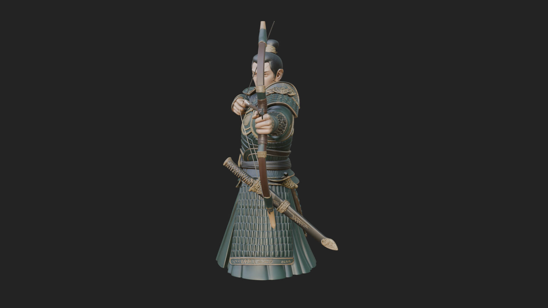 Samurai Archer Statue Design 7 3D Print Model 3D Model