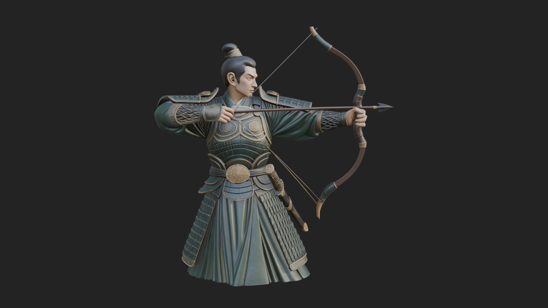 Samurai Archer Statue Design 7 3D Print Model 3D Model