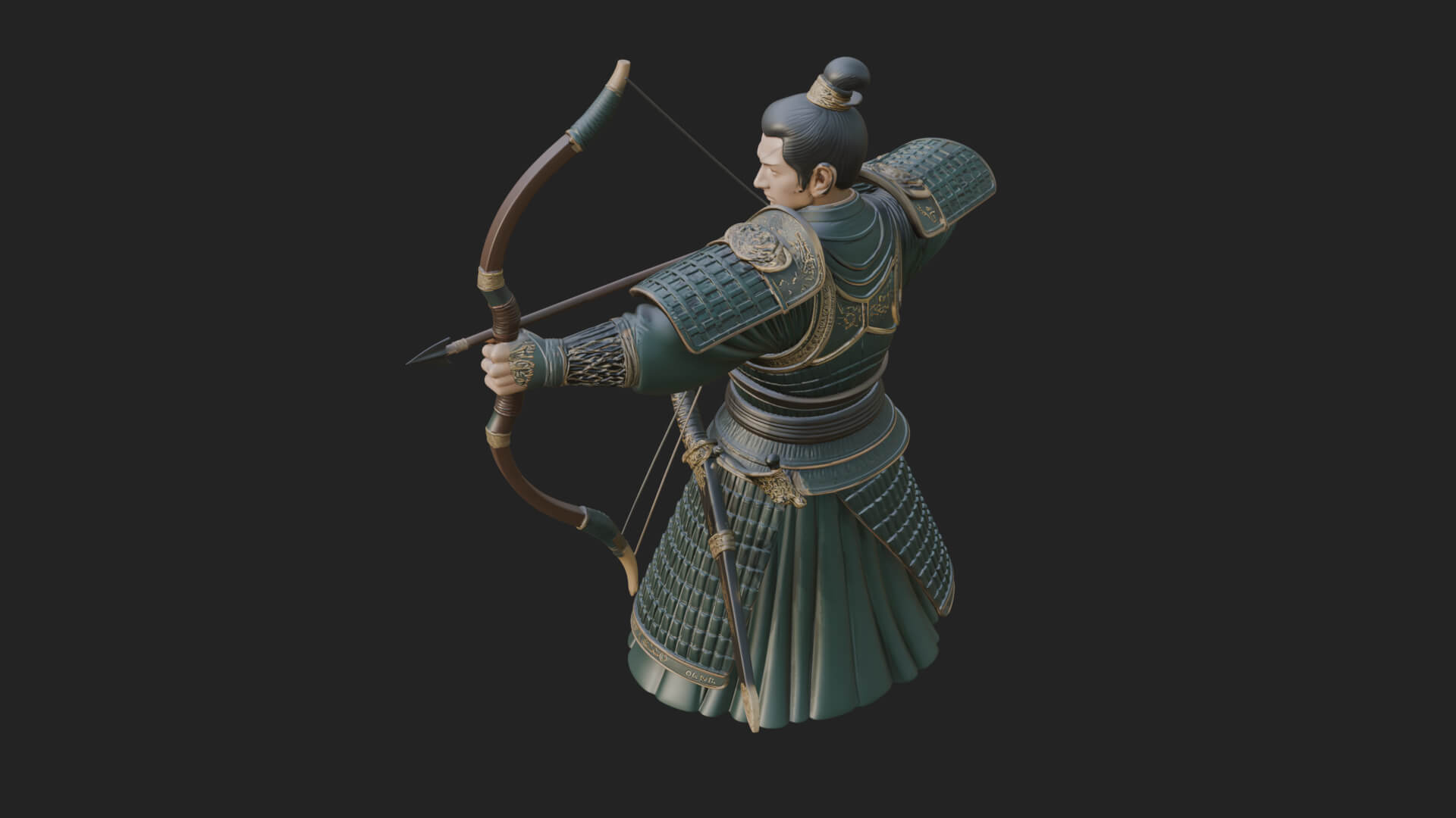 Samurai Archer Statue Design 7 3D Print Model 3D Model