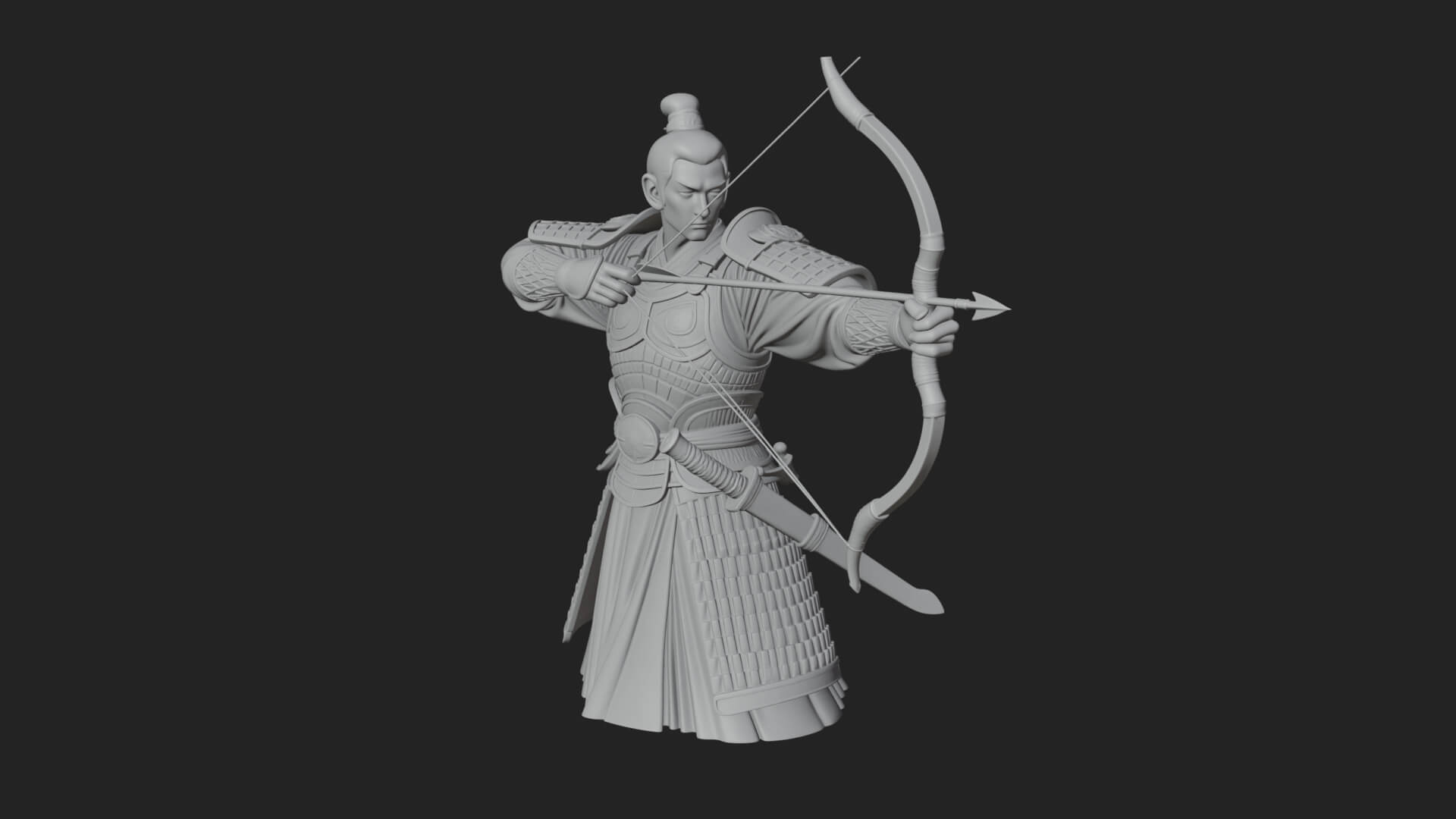 Samurai Archer Statue Design 7 3D Print Model 3D Model
