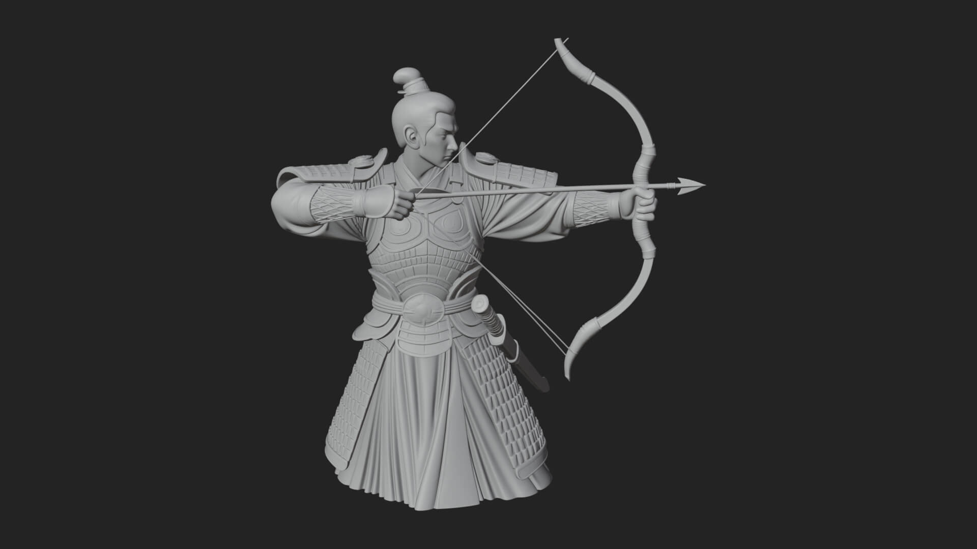 Samurai Archer Statue Design 7 3D Print Model 3D Model