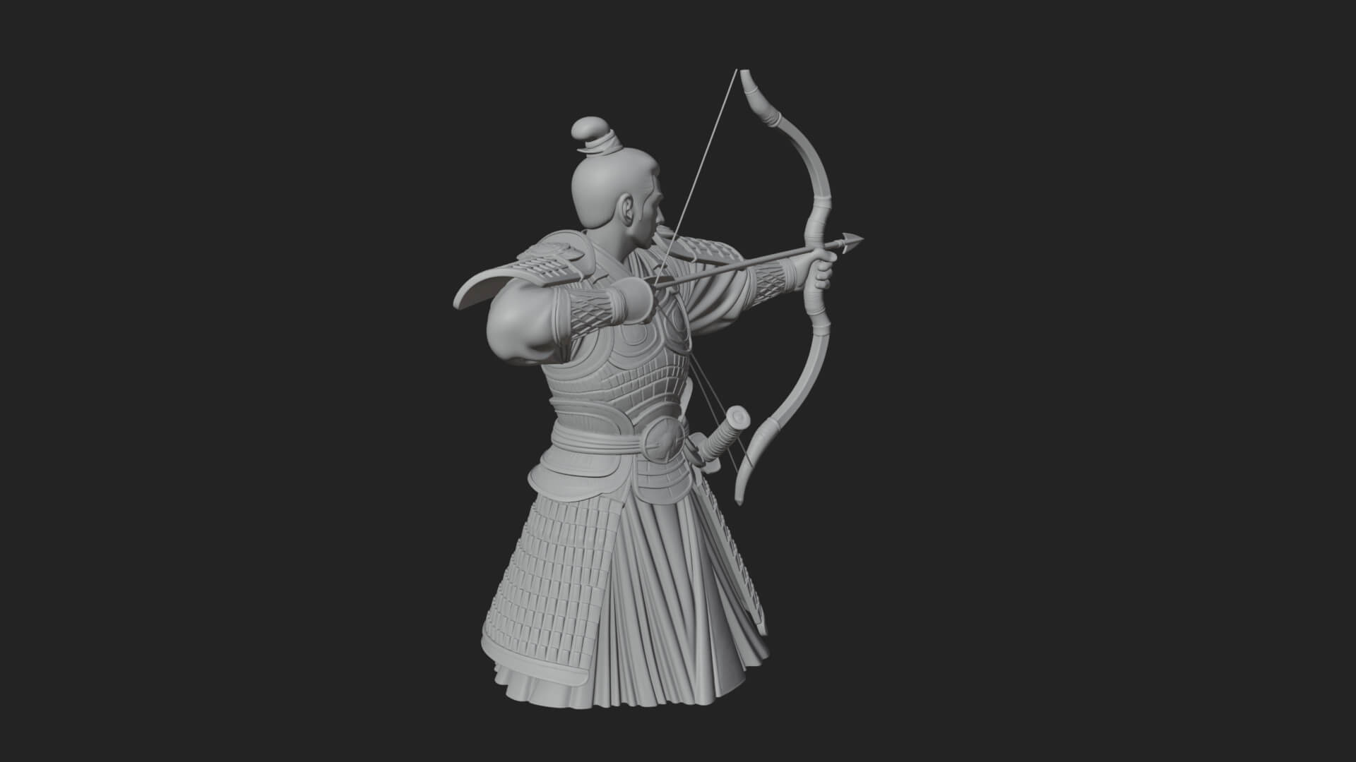 Samurai Archer Statue Design 7 3D Print Model 3D Model