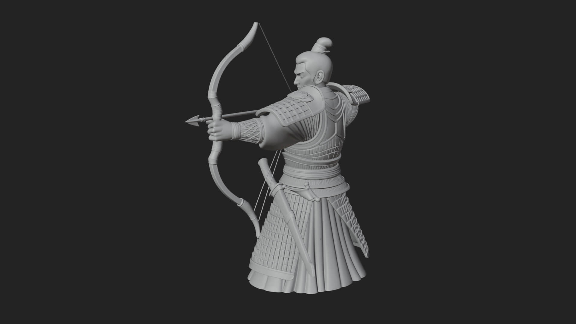 Samurai Archer Statue Design 7 3D Print Model 3D Model