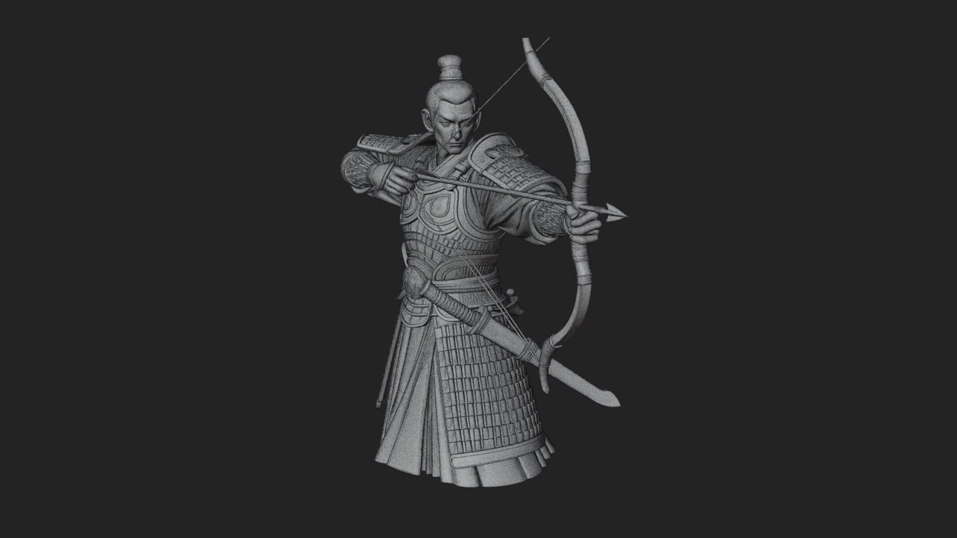 Samurai Archer Statue Design 7 3D Print Model 3D Model