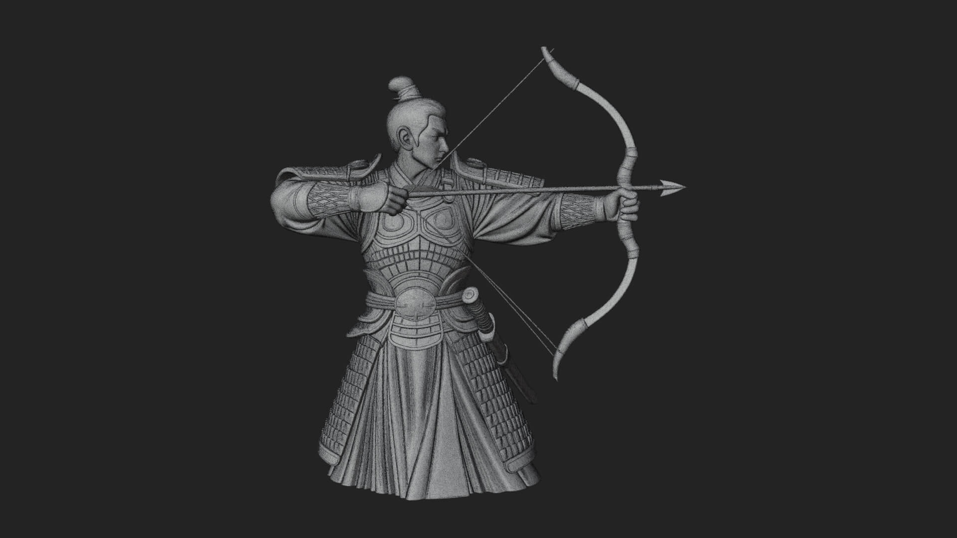 Samurai Archer Statue Design 7 3D Print Model 3D Model