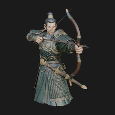 Samurai Archer Statue Design 7 3D Print Model