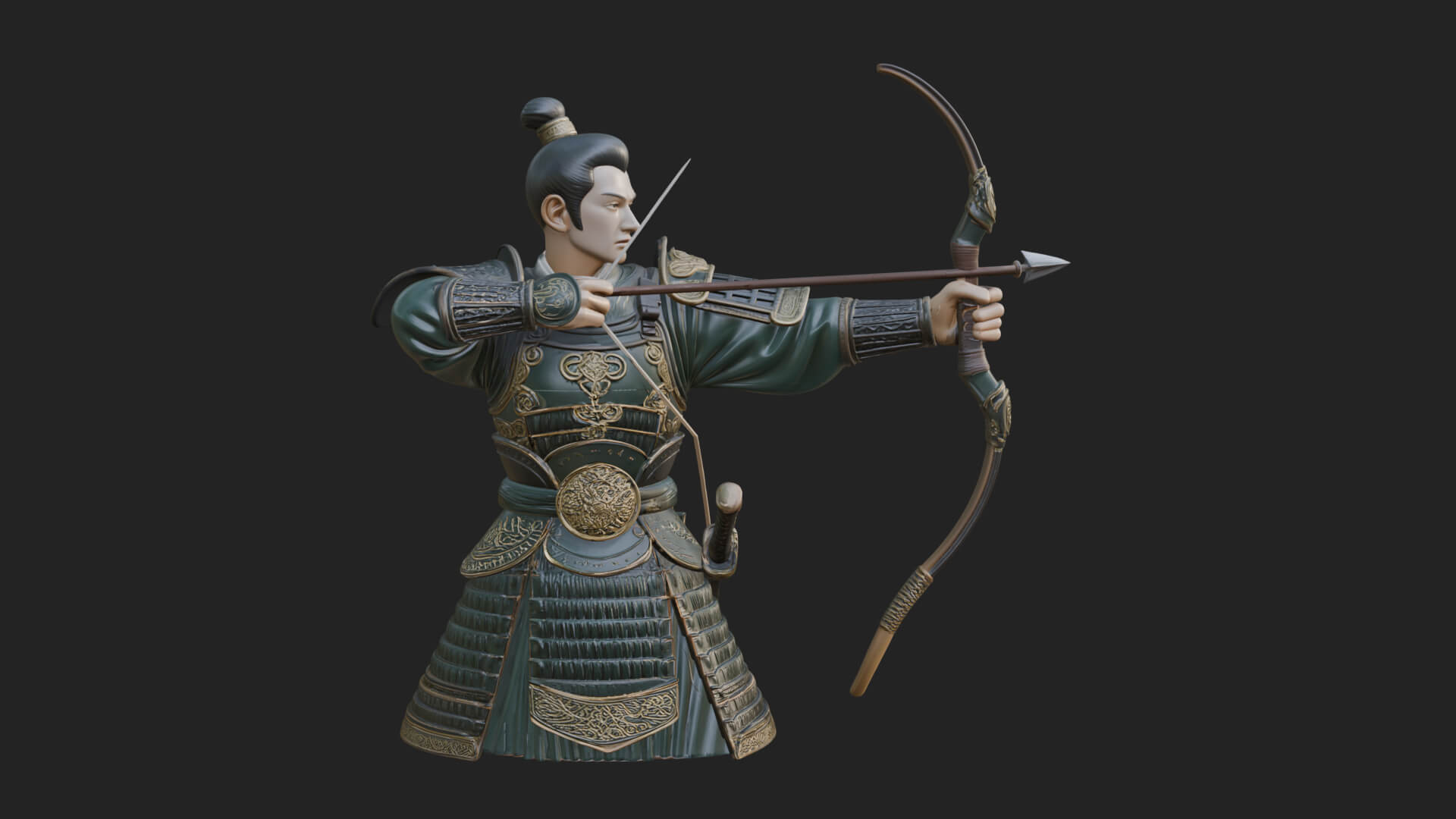Samurai Archer Statue Design 8 3D Print Model 3D Model